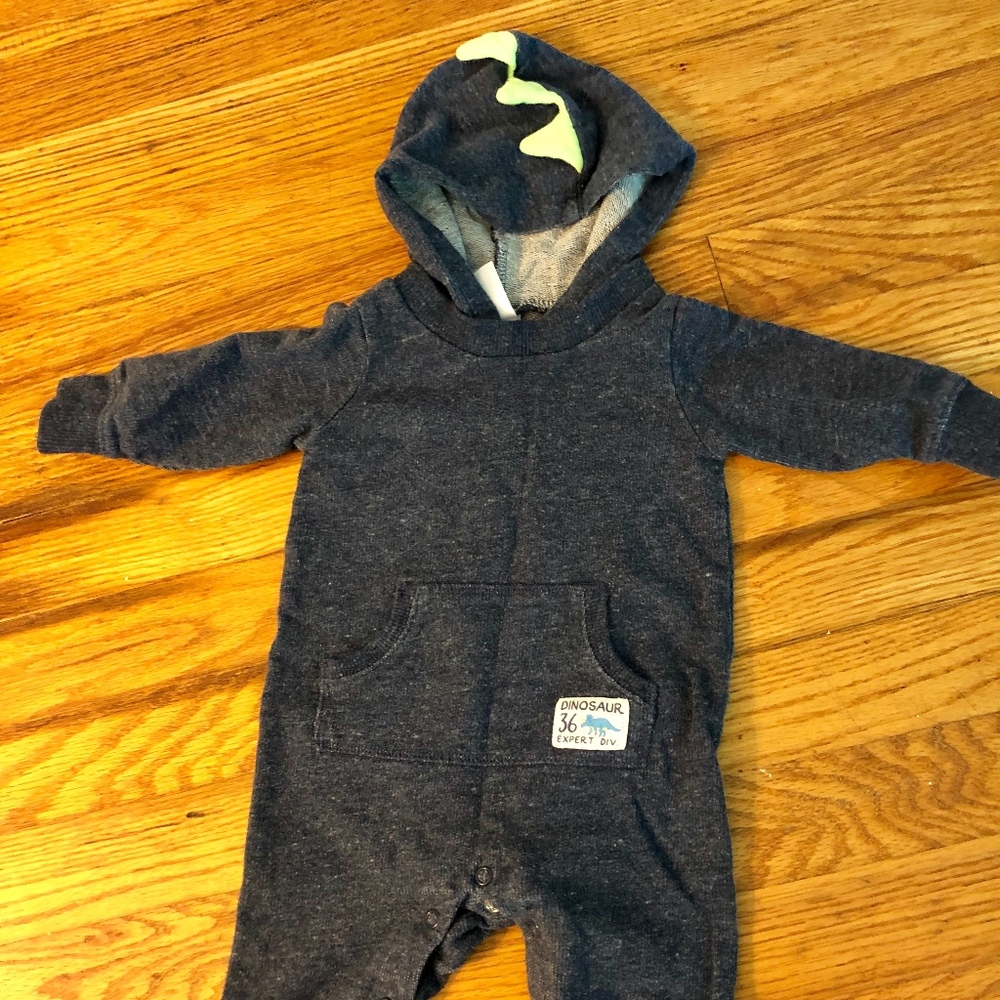 CARTER 1 piece boys dinosaur suit with hood
